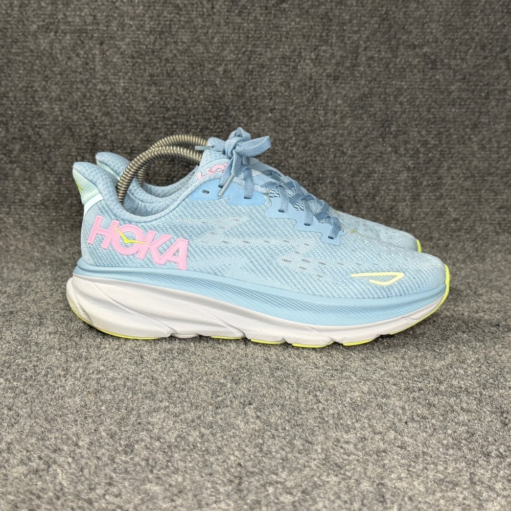 Hoka Clifton 9 Running Shoes Women's 8 Blue Dusk Pink Twilight Athletic Sneakers